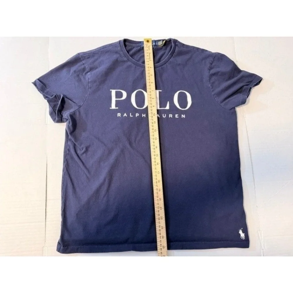 Polo Ralph Lauren Mens Navy Blue Graphic Logo Custom Slim Fit T-Shirt Large